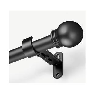 Curtain Rods for Windows 16 to 76 Inches, Curtain Rod Max Adjustable Length of 88 IN, 1" Diameter Drapery Rods Round Finials, Black, Pack of 1