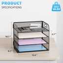 Marbrasse 4 Tier Paper Organizer Letter Tray - Mesh Desk File Organizer with Handle, Paper Sorter Organizer for Letter/A4 Office File Folder Holder (Black, 12.6" x 9.1" x 10.7")