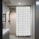 White Brick Wall Decor Shower Curtain Set,White Endless Rectangular Brick Wall Polyester Shower Curtain for Shower Stall Bathroom Waterproof with 12 Hooks 72x72 Inch