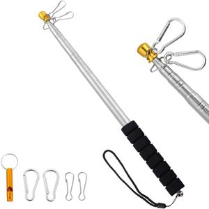 Portable Handheld Flag Pole,6.56Ft/2M Stainless Steel Extendable Retractable Telescoping Flagpole with 4 Clips,Festival Flag Pole,Collapsible Telescopic Hand Held Flag Pole for 3x5 Flag,Tour Guide