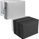 2 Pack Indoor Outdoor Window Air Conditioner Cover Adjustable Window AC Unit Cover with Drawstring Double Insulation 25"x17"x3.5" for Inside Dust-Proof Waterproof 25.5x20.5x18 for Outside (Large)