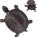 Cast Iron Turtle Key Hider for Outside - Waterproof Spare Key Hider to Hide a Key Securely - Unique Garden Decor for Yard, Patio & Outdoor Areas (Dark Brown, Large)