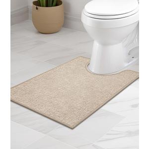 chakme Bathroom Rugs Mat U-Shaped 24x17, Ultra Thin Non Slip Bath Mat Small Quick Dry Absorbent Bath Mat for Bathroom Floor, (Light Beige, U-24"x17")