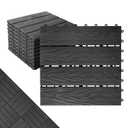 Polymer Interlocking Composite Deck Tiles Outdoor(10Pcs,Black)