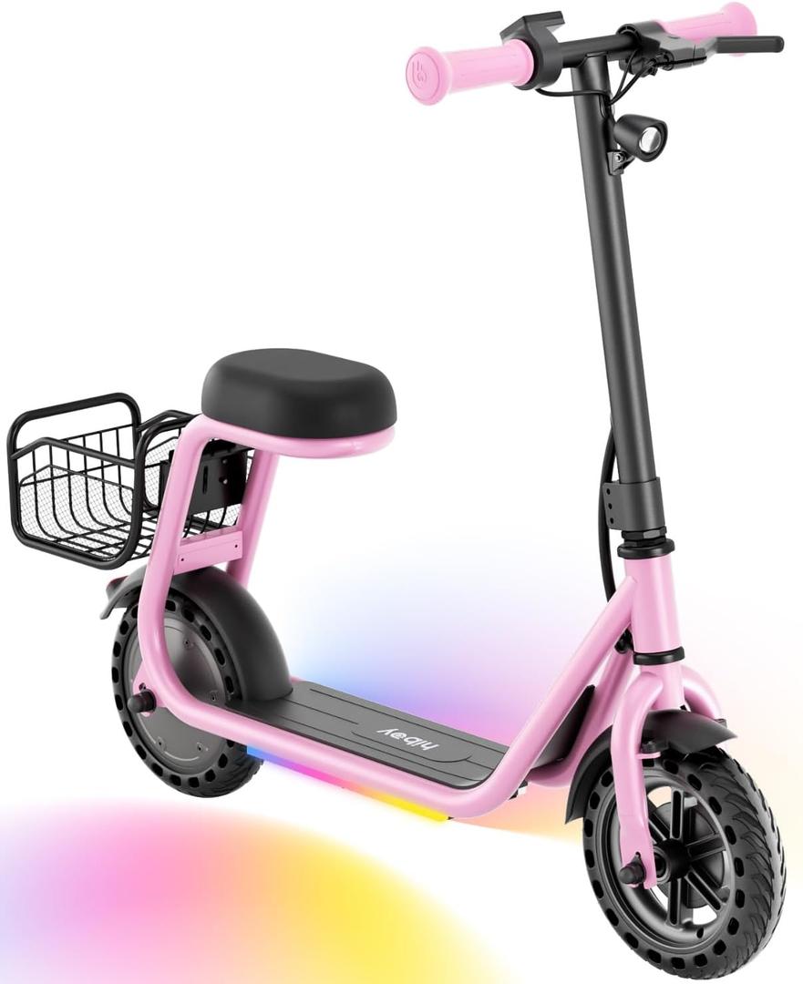 Hiboy Q2 Lite Electric Scooter with Seat for Kids Ages 410, LED Lights, UL Certified, 9.3 MPH, 100W Motor, Easy Control
