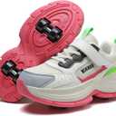 HSQ Roller Skate Shoes with Detachable Wheels for Kids Girls Funy Wheelies Shoes Fashion Wheely Sneakers Black Beige Red Size Little Kid 2