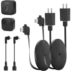 2Pack 10ft/3m Power Cord and Adapter for Blink Outdoor 4(4th Gen)/(3rd Gen)/Blink XT XT2 Camera,Weather Resistant Flat Charging Cable with Extra Type C to Micro USB Adapter