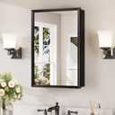 Keonjinn Medicine Cabinet Mirror 16" x 24", Assembly Required, Black Medicine Cabinet with Mirror for Bathroom, Beveled Framed, Wall-Mounted or Recessed, Stepless Adjustable Shelves