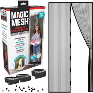 Magic Mesh Deluxe, Black | Magnetic Screen Door, Heavy Duty, Magnetic Closure, Door Net, Patio Screen, Sliding Door Screen, Bug Screen for Doorways, Kid & Pet Friendly | Size 39" x 83" (Pack of 1)