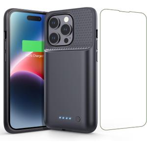 Battery Case for iPhone 14 Pro (6.1 inch),7200mAh Smart Portable Rechargeable Charging Case,Extended Battery Pack Compatible with iPhone 14 pro Protective Additional Charger Case,Black