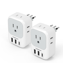Italy Travel Plug Adapter 2 Pack, TESSAN Italy Power Adaptor with 4 Outlets 3 USB Charger (1 USB C Port), Type L Adapter for US to Chile Ethiopia Libya Syria Tunisia Uruguay