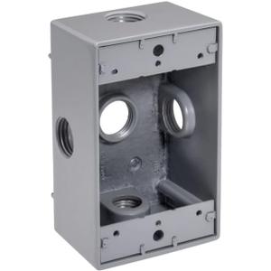 Topaz 5 Hole, Single Gang, Weatherproof Box | 1/2" Electrical Box (Gray)