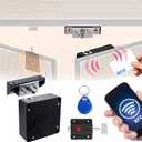 CODACE Electronic DIY Cabinet Lock, Smart NFC RFID Lock with Slide Latch for Double Hidden Door Cabinet Drawer Wooden Cupboard