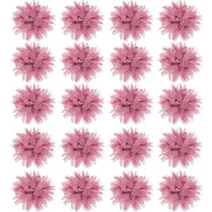 MECCANIXITY Chiffon Flower, 4 Inch Fabric Flowers Bows Sewing Fabric Appliques Headband Embellishments for Crafts Dresses DIY Party Wedding Decoration Dark Pink Pack of 20