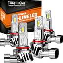 tech-king Upgraded 9005/HB3 LED Bulbs, 66,000LM 12X Ultra-Brighter, 6500K Cool White, 1:1 Halogen Size Driving Light, Plug-N-Play, IP68 Waterproof, Pack of 2 (9005/HB3)