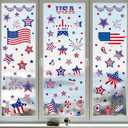 4 x 4th of July Window Clings Patriotic Independence Day Labor Day Window Stickers, USA Stars Veterans Day, Fourth of July Window Decorations for School Home Office Party Supplies