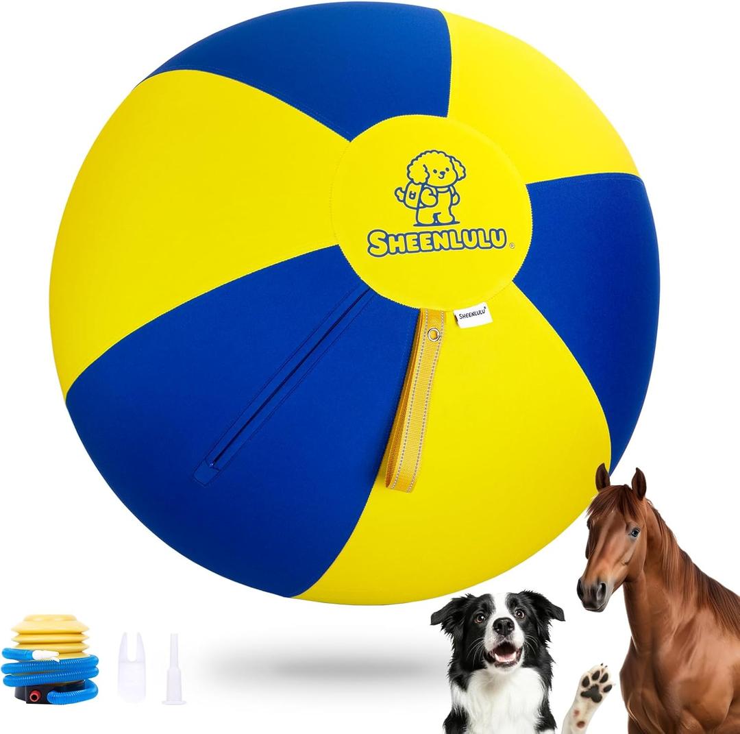 25'' Herding Ball for Dogs & Horses, Large Dog Traing Ball with Handle, Big Collie Ball for Australian Shepherd, Blue Heelers, Medium to Large Breeds, Horse Ball for Outdoor Play