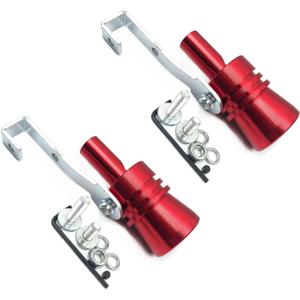 DEVMO 2pcs XL Size Aluminum Alloy Universal Turbo Sound Exhaust Muffler Pipe Whistle Car Roar Maker Red