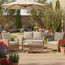 Summsun Outdoor Chair Cushions Set of 4, Waterproof Backrest and Deep Seat Cushion Set for Patio Furniture, Outdoor Sofa Replacement Cushions with Removable Cover, 24 x 24 Inch, Cream