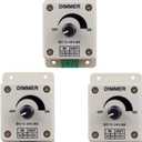 Hiletgo 3pcs DC12-24V 8Amp 0%-100% PWM Dimming Controller for LED Lights, Ribbon Lights,Tape Lights,Dimmer is Compatible with Hilight, LEDwholesaler, Аillite, and Others' Strips
