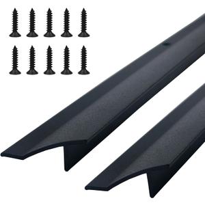 35.43 in / 90cm L Aluminum Door Drip Cap with Screws, Rain Drip Guard, Door Bottom Sweep Edge Deflector, Overall Height 1-1/ 2 in, 2 Pcs Black