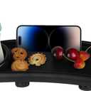 Universal Stroller Snack Tray with Cup Holder and Silicone Flexible Arms Gripper, Black Adjustable BPA-Free Non-slip Snack Tray for Stroller Accessories Easy to Clean
