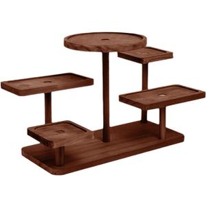 Display Riser Small Potted Plant Stand Sturdy Desktop Decorative Tiered Tray Rack for Figure Dolls Collection Perfume Makeup, Walnut