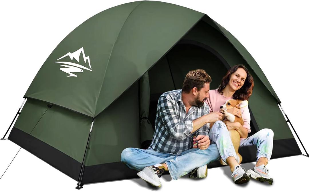 Tents for Camping 2/3/4 Person with Rainfly - Camping Tent Waterproof Windproof Easy Setup, Portable Double Layer Outdoor Dome Tent, Backpacking Tents for Adventure Backyard Hiking