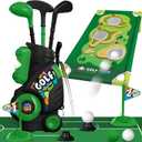 Liberry Toddler Golf Set for Ages 2 3 4 Boys Girls, Kids Golf Cart with Putting Mat & Cornhole Board, Outdoor Indoor Sports Toys Birthday Gifts, Black, Medium