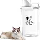 Cat Food Container 2.5L Clear Plastic Cat Food Storage 3 lbs Cat Food Portable Container with Pour Spout/Measuring Cup, Airtight Pet Food Dispenser Ideal for Travel, Camping, Picnic-BPA Free