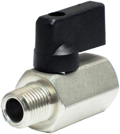 AIGO Forged Brass Mini Ball Valve, Nickel Plated, 1/4 Turn Operation Handle, 1/4" NPT Male x 1/4"NPT Female
