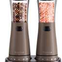 Electric Salt and Pepper Grinder Set with Storage Base, Stainless Steel Rechargeable Salt and Pepper Grinder Set with 4.5 oz Large Capacity, 1.8" Wide Mouth, Adjustable Coarseness, Ideal for Kitchen