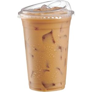 GUSTO Clear Plastic Cups with Lids [20 oz - 50 Count - Disposable Iced Coffee Drink Cups with Strawless Sip Lids for Smoothies, Juices, and More - Formerly Comfy Package