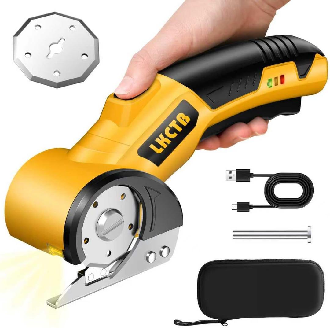 Electric Scissors, Cardboard Cutter, With LED Light, High-Efficiency Brushless Motor, 3500mAh Battery, Tungsten Steel Blade, Suitable for Cloth, Cardboard, Carpet Wire Rope Cutters Yellow