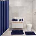 21 Pcs Bathroom Accessory Set with Waterproof Shower Curtain and Non Slip Mat,Resin Bath Set with Toothbrush Holder and Lotion Soap Dispenser,Bathroom Countertop Organizer Set for Home Apartment (Navy Blue)