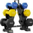 Fitvids Neoprene Dumbbell Set with Rack, 50 LB, Color Series