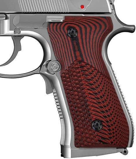Cool Hand G10 Grips for Beretta 92 fs, m9, 92a1, 96a1, 92 INOX, 96 Full Size, Black Grips Screws Included, Aggressive OPS Texture, 1/4" Thin