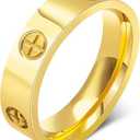 Love Friendship Gold Rings for Women:Wedding Band 18k Gold Ring Cubic Zirconia Stainless Steel Promise Ring Jewelry Birthday Gifts for Women, 7 Size