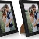 PECULA 2 Pack 5x7 Picture Frame, Black Picture Frame for Wall and Tabletop Display, Resistant Plastic Photo with Clear Plexiglass for Vertical or Horizontal Display, 5x7in