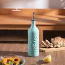 Sweejar Ceramic Olive Oil Dispenser Bottle, 24 Oz Relief Design EVOO Oil and Vinegar Dispensing Bottle with Spout for Kitchen, Set of 1 (Turquoise)
