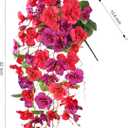 Artificial Hibiscus Fake Hanging Flowers Plants for Outdoors Spring Decoration, 4pcs Faux Silk Outside Hibiscus Long Trailing Vines Realistic UV Resistant for Front Door Planter Porch Patio Yard Urn (Red + Fuchsia)