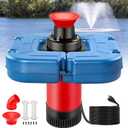 SURAIELEC Pond Fountain Aerator with Larger Floater, 1HP 15000 GPH Fully Automatic Floating Aerating Pump for Outdoor Ponds, Lakes, 2 Nozzles, 100 FT Power Cord, 2x100 FT Guide Ropes