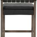 Nathan James Cohen Mid-Century Modern Suede Bar Stool, Counter Height Chair in Solid Wood Frame with Footrest and Woven Suede Back for Kitchen, Black, Set of 2