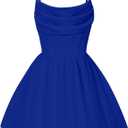 EXARUS Girls Formal Dress Tween Party Dance Spaghetti Strap Birthday Cocktail Teen Junior Wedding HOCO Ruffle Mini Elegant Dresses Royal Blue 16 Years