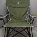 GCI OUTDOOR Kickback Rocker Camping Chair | Portable Folding Rocking Chair with Durable Armrests, Drink Holder & Relaxed Lowered Seat for Comfort — Loden Green