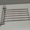 Swivel Towel Rack, 14" Thicken 304 Stainless Steel 6-Arm Adjustable Towel Bar,Wall Mounted Towel Holder with Hook, Space Saving for Kitchen, Bathroom, Outdoor (Silver, 6 Arms)
