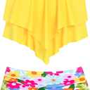 HOZIY Girls Bikini 2 Piece Swimsuit Set Tiered Flounce Bathing Suit Adjustable Straps Girls' Swimwear (13-14 Years, Yellow)
