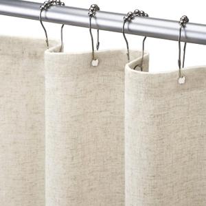 Awellife Shower Curtain Linen Cream Farmhouse Shower Curtains for Bathroom Natural Cloth Cotton Fabric Liner 72" W x 90" L (Extra Long 72"W x 90"L)