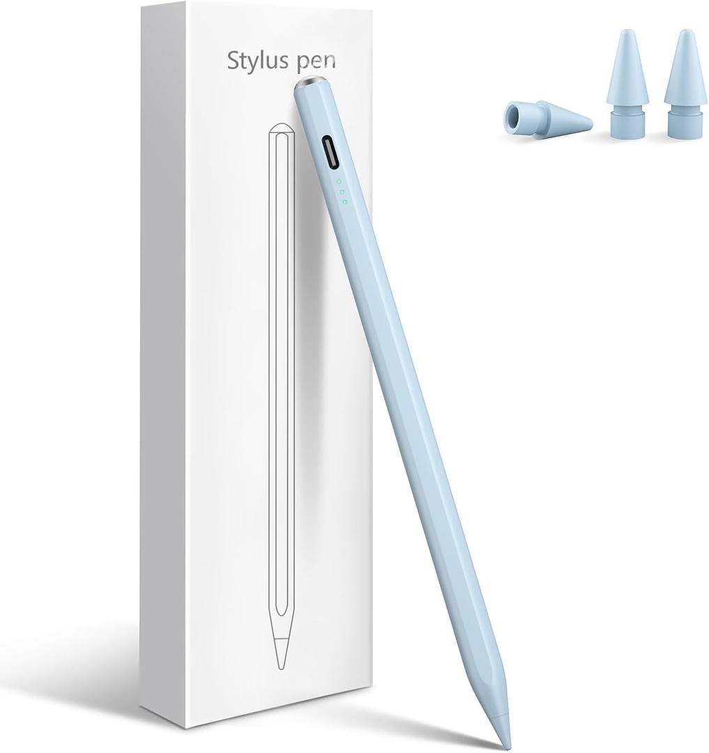 Stylus Pen for iPad 2025-2018 with 13mins Fast Charge,Tilt Sensitive Palm Rejection Pencil for iPad 11th A16,10th/9th/8th/7th/6th, Air 11/13 M2/M3,Pro 11/13 M4,Pro 12.9,Air 5/4/3,Mini 7/6/5 (Blue)