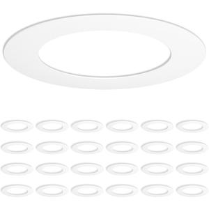 Amico 24 Pack Goof Rings for 6 Inch Recessed Lights, Can Light Trim Ring Cover, Outer Diameter 8.6-inch, Inner Diameter 6.2-inch, Durable Plastic Design, White